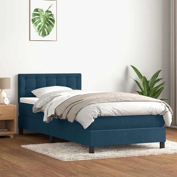 vidaXL Box spring krevet s madracem tamnoplavi 80x220 cm bar&scaron;unasti
