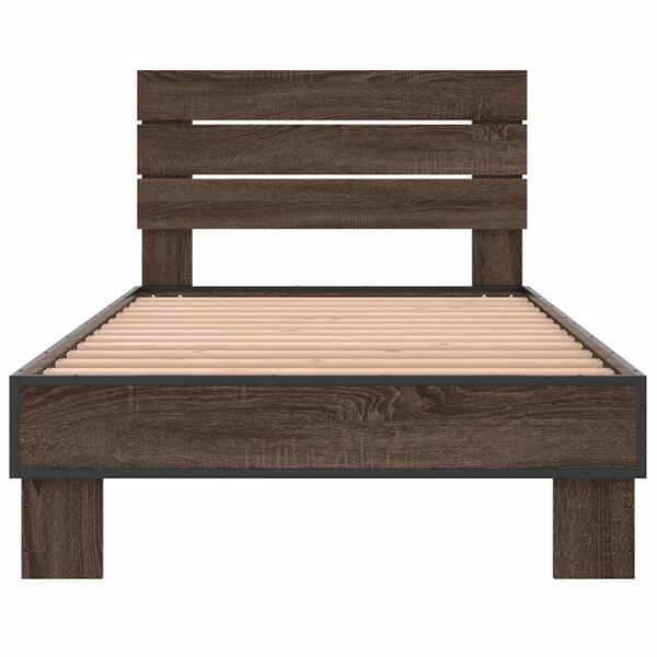 vidaXL Okvir za krevet smeđi hrast 90x200 cm konstruirano drvo i metal