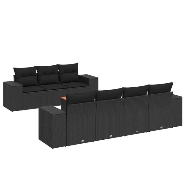 vidaXL 8-dijelni set vrtnih sofa od poliratana s jastucima crni