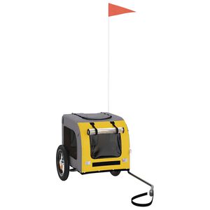 vidaXL Prikolica za bicikl za ljubimce žuto-siva od tkanine i željeza