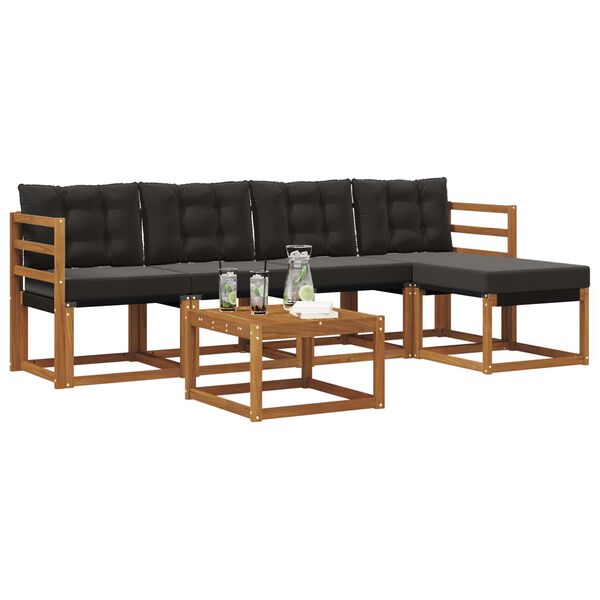 vidaXL Set vanjskih sofa s jastukom 6 pcs Prirodna i crna
