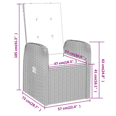 vidaXL 5-dijelni vrtni blagovaonski set s jastucima sivi