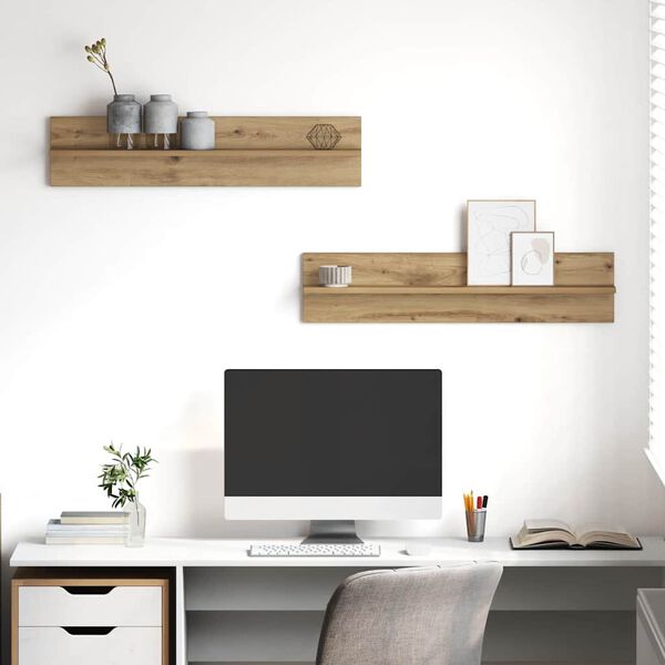 vidaXL Polica na zidu Zidne 2 pcs Umjetnički hrast 80 x 11,5 x 18 cm