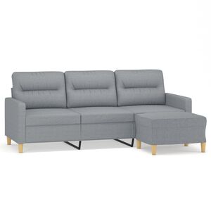 vidaXL Trosjed s tabureom svjetlosivi 180 cm od tkanine