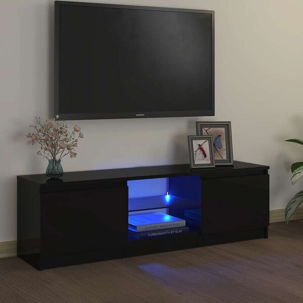 vidaXL TV ormarić s LED svjetlima crni 120 x 30 x 36 cm