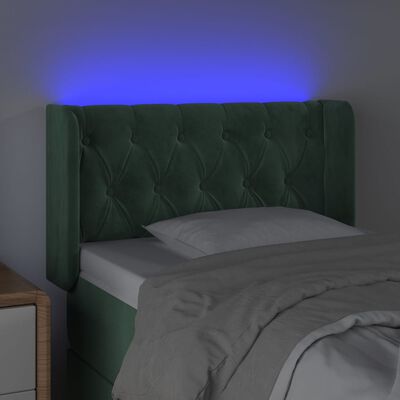 vidaXL LED uzglavlje tamnozeleno 83x16x78/88 cm baršunasto