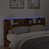 vidaXL Uzglavlje S LED lampica Dimljeni hrast 200 x 16,5 x 103,5 cm