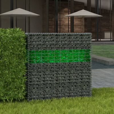 vidaXL Vrtni gabionski zid sa staklenim kamenjem LED 85 x 30 x 200 cm