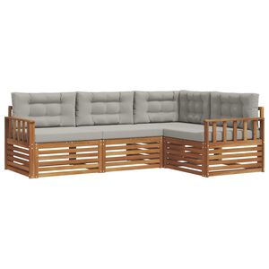 vidaXL Set vanjskih sofa s jastukom 4 pcs Prirodna i svijetlo siva
