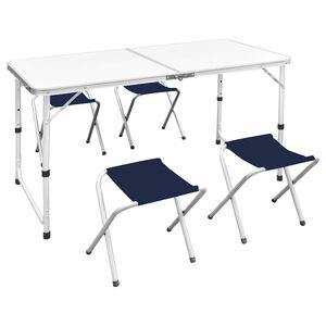 vidaXL Sklopivi set stola za kampiranje s 4 stolca podesivi 120x60 cm