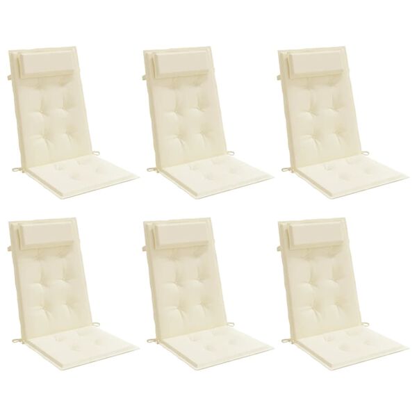 vidaXL Jastuci za stolicu s visokim naslonom 6 kom krem tkanina Oxford