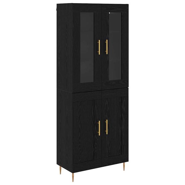 vidaXL Highboard 2 pcs Crni hrast 69,5 x 34 x 180 cm Konstruirano drvo