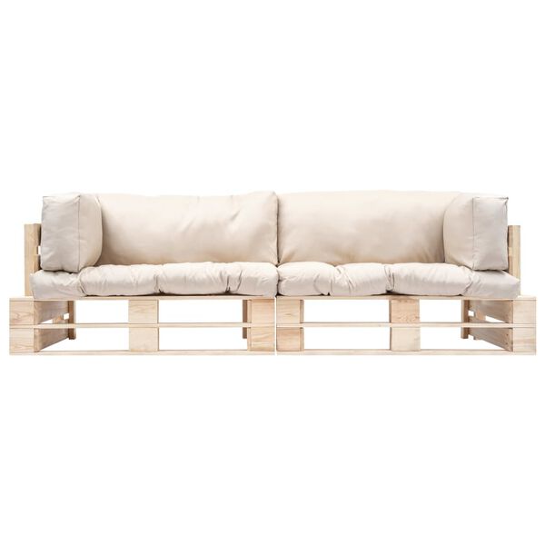 vidaXL 2-dijelni set vrtnih sofa od paleta od borovine s jastucima