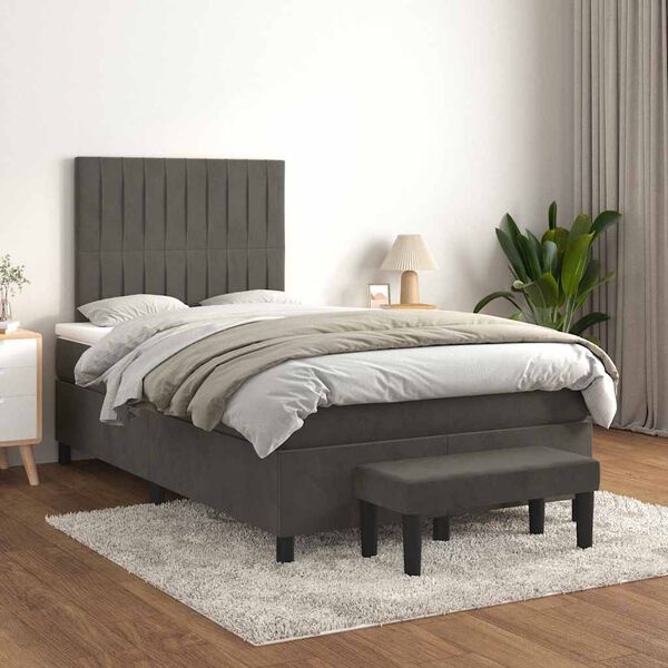 vidaXL Krevet box spring s madracem tamnosivi 120 x 190 cm bar&scaron;un