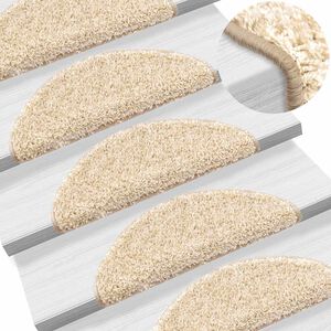 vidaXL Prostirke za stepenice 15 kom 56x17x3 cm krem poluokrugle