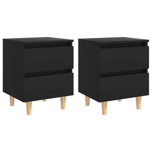 vidaXL Noćni ormarići s nogama od borovine 2 kom crni 40 x 35 x 50 cm