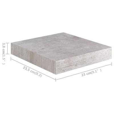 vidaXL Plutajuće zidne police 4 kom boja betona 23 x 23,5 x 3,8 cm MDF