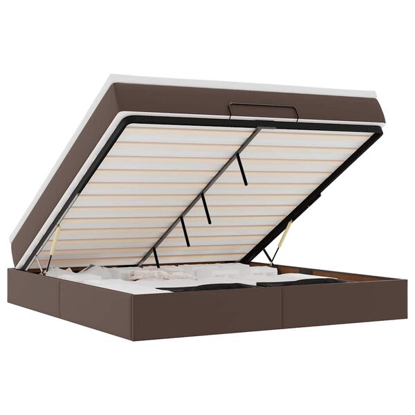 vidaXL Otomanski okvir kreveta s madracem smeđi 180x200cm umjetna koža