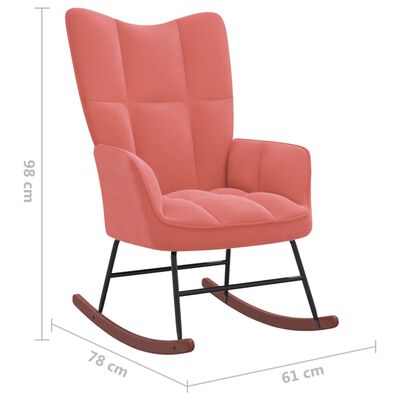 vidaXL Stolica za ljuljanje s osloncem za noge ružičasta baršunasta