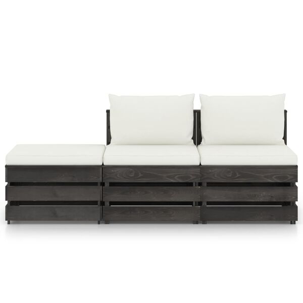 vidaXL 3-dijelna vrtna garnitura s jastucima sivo impregnirano drvo