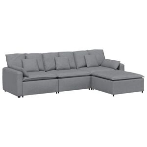 vidaXL Modularna sofa s tabureom i jastucima svijetlo siva