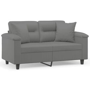 vidaXL Dvosjed s jastucima tamnosivi 120 cm od mikrovlakana