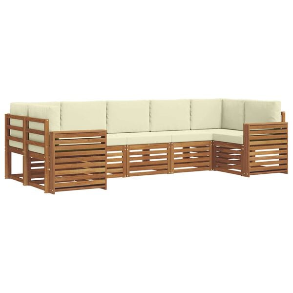 vidaXL Setovi sofa 7 pcs Prirodna i krem Čvrsto drvo akacije