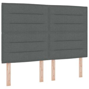 vidaXL LED Box Spring Krevet Tamno siva 140 x 200 cm tkanina
