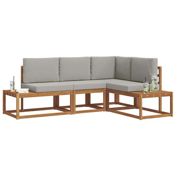vidaXL Set vanjskih sofa s jastukom 4 Komad Prirodna i svijetlo siva