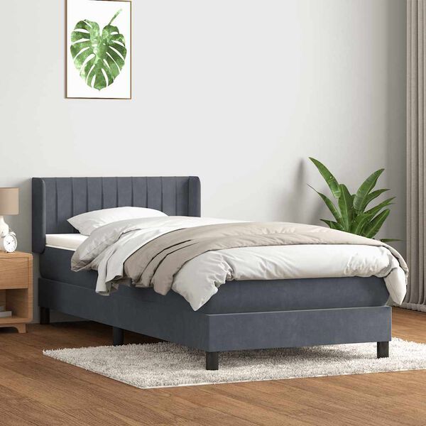 vidaXL Box Spring krevet s madracem tamno sivi 80x210 cm bar&scaron;un
