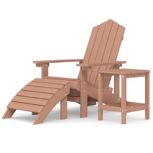vidaXL Vrtna stolica Adirondack s osloncem za noge i stolom HDPE smeđa