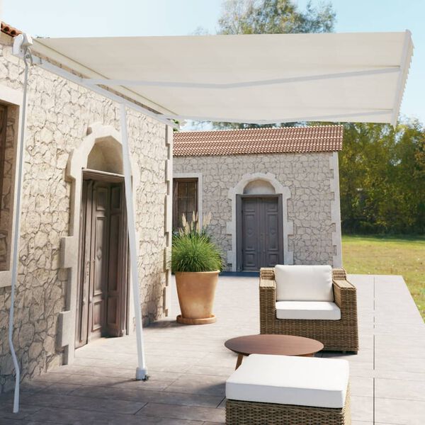 vidaXL Samostojeća tenda na ručno uvlačenje 350 x 250 cm krem