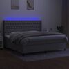 vidaXL Krevet box spring s madracem LED svjetlosivi 200x200 cm tkanina