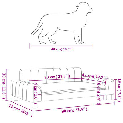 vidaXL Krevet za pse sivo 90 x 53 x 30 cm od umjetne kože