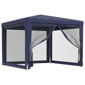vidaXL &Scaron;ator za zabave s 4 mrežasta bočna zida plavi 3 x 3 m HDPE