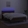 vidaXL Krevet box spring s madracem LED tamnosmeđi 140x190 cm tkanina