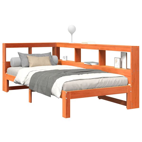 vidaXL Krevet s regalom za knjige bez madraca 90 x 200 cm od borovine