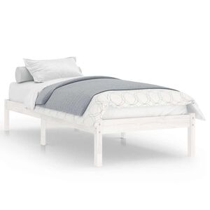 vidaXL Okvir za krevet od masivnog drva bijeli 75 x 190 cm mali