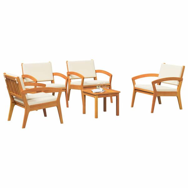 vidaXL Bistro set s jastukom 5 pcs Smeđa Poliester