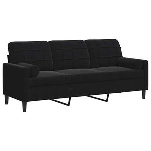 vidaXL Trosjed s ukrasnim jastucima crni 180 cm bar&scaron;unasti