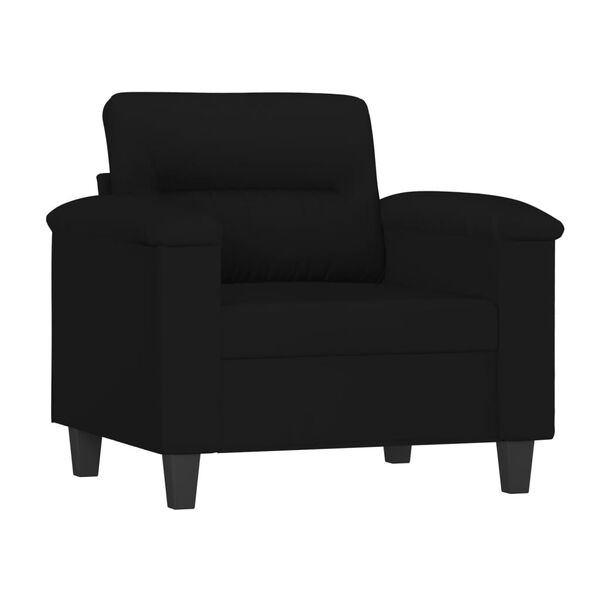 vidaXL 3-dijelni set sofa s jastucima crni od mikrovlakana
