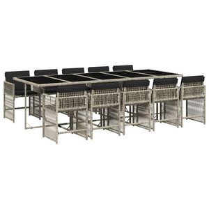 vidaXL 11-dijelni vrtni blagovaonski set s jastucima svijetlosivi