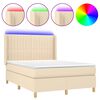 vidaXL Krevet box spring s madracem LED krem 140x200 cm od tkanine