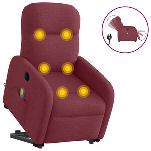 vidaXL Električni masažni naslonjač na podizanje od tkanine boja vina