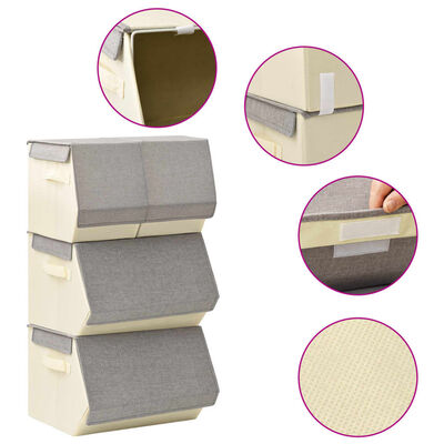 vidaXL 4-dijelni set složivih kutija za pohranu od tkanine sivi i krem