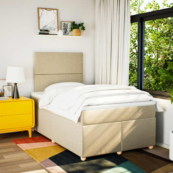 vidaXL Krevet box spring s madracem krem 120 x 190 cm od tkanine