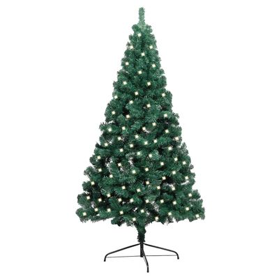 vidaXL Umjetna osvijetljena polovica božićnog drvca zelena 240 cm PVC