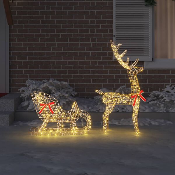 vidaXL Reindeer vuče saonice Topla bijela 70 x 26 x 129 cm PET