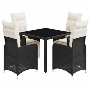 vidaXL 5-dijelni vrtni bistro set od poliratana s jastucima crni