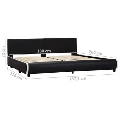 vidaXL Okvir za krevet od umjetne kože s ladicama crni 180 x 200 cm